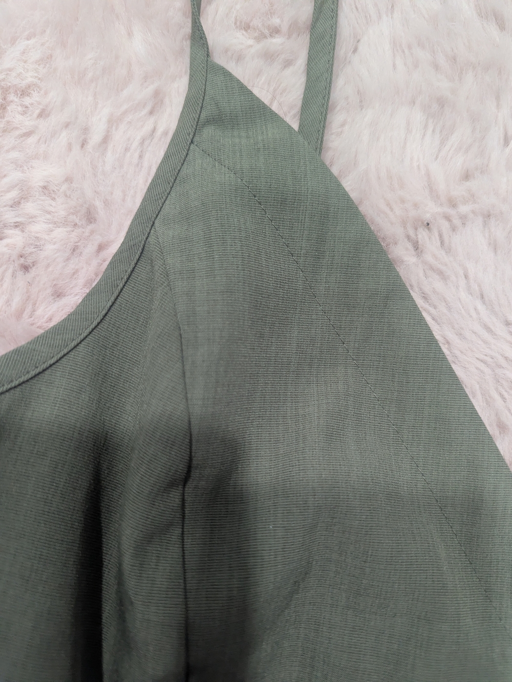 Sleeveless Olive Midi Dress with Button Front - Picture 5 of 5